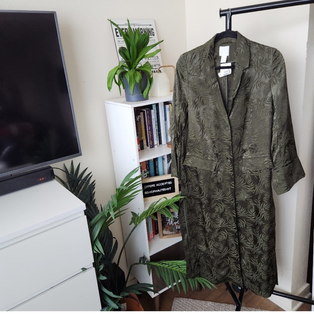 Floral Print Olive Duster Jacket